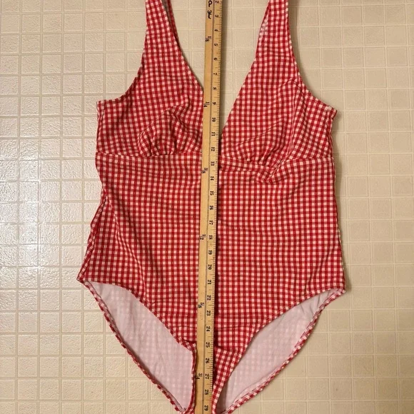 Shade & Shore Red Gingham One-Piece Swimsuit Size XL - Picture 3 of 6